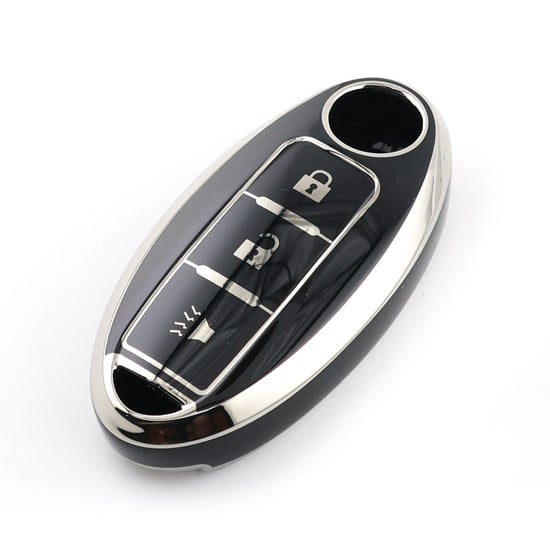 New-Aftermarket-Nano-High-Quality-Cover-For-Nissan-Remote-Key-3-Button-Black-Color-Silver-Frame-NS-A11Y3A---Emirates-Keys