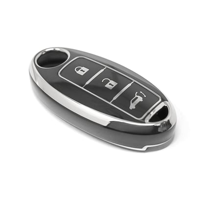 New-Aftermarket-Nano-High-Quality-Cover-For-Nissan-Remote-Key-3-Button-Black-Color-Silver-Frame-NS-A11Y3B---Emirates-Keys