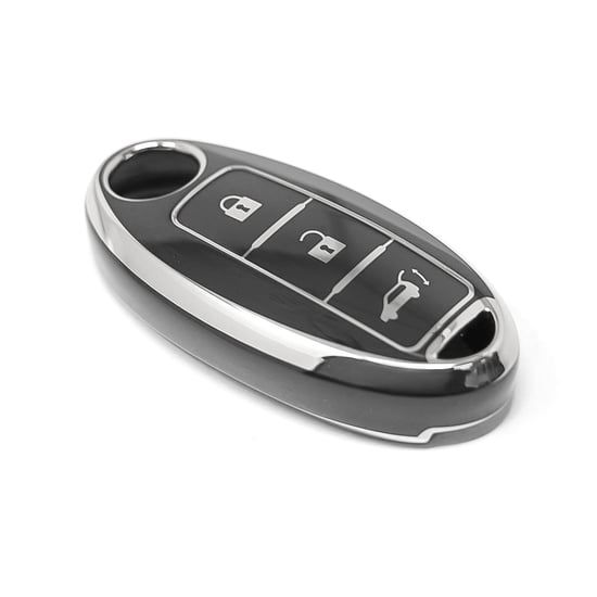 New-Aftermarket-Nano-High-Quality-Cover-For-Nissan-Remote-Key-3-Button-Black-Color-Silver-Frame-NS-A11Y3B---Emirates-Keys