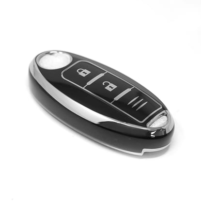 New-Aftermarket-Nano-High-Quality-Cover-For-Nissan-Remote-Key-2-Button-Black-Color-Silver-Frame-NS-A11Y3C---Emirates-Keys