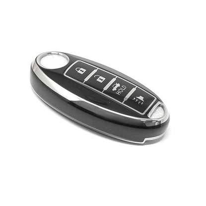 New-Aftermarket-Nano-High-Quality-Cover-For-Nissan-Remote-Key-4-Button-Black-Color-Silver-Frame-NS-A11Y4A---Emirates-Keys