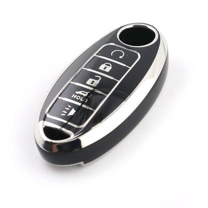 New-Aftermarket-Nano-High-Quality-Cover-For-Nissan-Remote-Key-5-Button-Black-Color-Silver-Frame-NS-A11Y5---Emirates-Keys