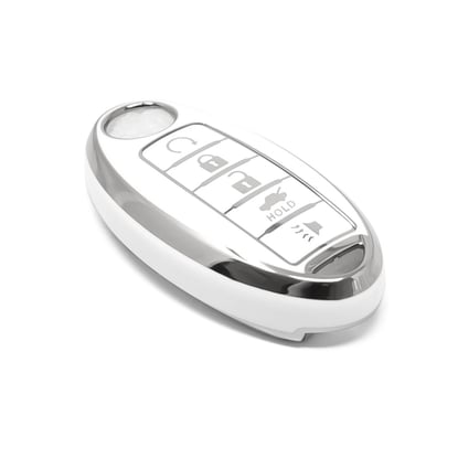 New-Aftermarket-Nano-High-Quality-Cover-For-Nissan-Remote-Key-5-Button-White-Color-Silver-Frame-NS-A11Y5---Emirates-Keys
