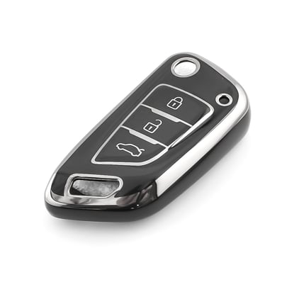 New-Aftermarket-Nano-High-Quality-Cover-For-Xhorse-Remote-Key-3-Button-Black-Color-Silver-Frame-XH-B11Y---Emirates-Keys