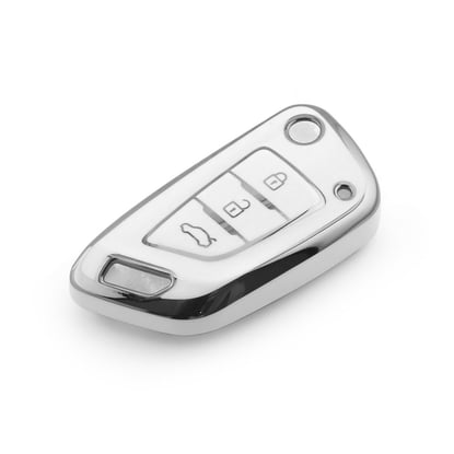New-Aftermarket-Nano-High-Quality-Cover-For-Xhorse-Remote-Key-3-Button-White-Color-Silver-Frame-XH-B11Y---Emirates-Keys