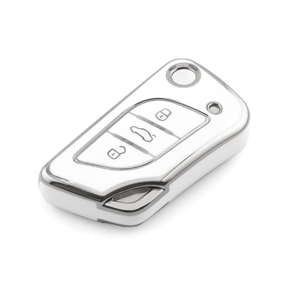 New-Aftermarket-Nano-High-Quality-Cover-For-Xhorse-Remote-Key-3-Button-White-Color-Silver-Frame-XH-C11Y---Emirates-Keys