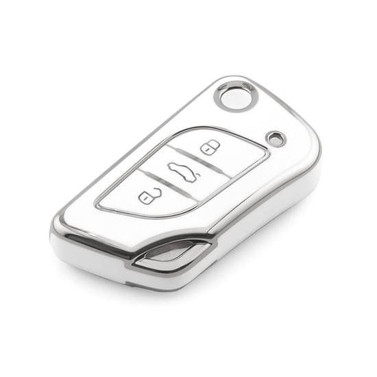 New-Aftermarket-Nano-High-Quality-Cover-For-Xhorse-Remote-Key-3-Button-White-Color-Silver-Frame-XH-C11Y---Emirates-Keys