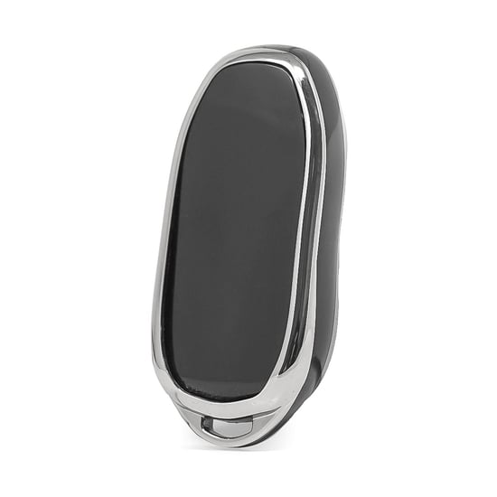New-Aftermarket-Nano-High-Quality-Cover-For-Tesla-Remote-Key-4-Button-Black-Color-Silver-Frame-TSL-C11Y---Emirates-Keys