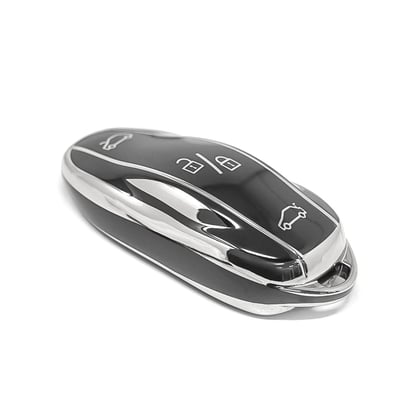 New-Aftermarket-Nano-High-Quality-Cover-For-Tesla-Remote-Key-4-Button-Black-Color-Silver-Frame-TSL-C11Y---Emirates-Keys