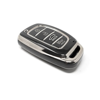 New-Aftermarket-Nano-High-Quality-Cover-For-Hyundai-Remote-Key-4-Button-Black-Color-Silver-Frame-HY-A11Y4A---Emirates-Keys