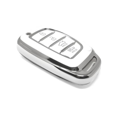 New-Aftermarket-Nano-High-Quality-Cover-For-Hyundai-Remote-Key-4-Button-White-Color-Silver-Frame-HY-A11Y4A---Emirates-Keys