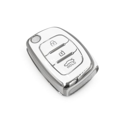 New-Aftermarket-Nano-High-Quality-Cover-For-Hyundai-Remote-Key-3-Button-White-Color-Silver-Frame-HY-B11Y3A---Emirates-Keys