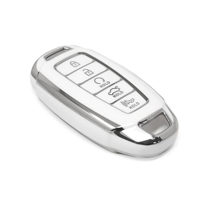 New-Aftermarket-Nano-High-Quality-Cover-For-Hyundai-Remote-Key-5-Button-White-Color-Silver-Frame-HY-D11Y5---Emirates-Keys