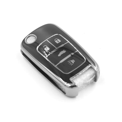 New-Aftermarket-Nano-High-Quality-Cover-For-Chevrolet-Remote-Key-4-Button-Black-Color-Silver-Frame-CRL-A11Y4---Emirates-Keys