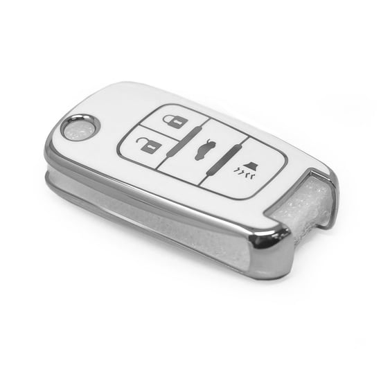 New-Aftermarket-Nano-High-Quality-Cover-For-Chevrolet-Remote-Key-4-Button-White-Color-Silver-Frame-CRL-A11Y4---Emirates-Keys