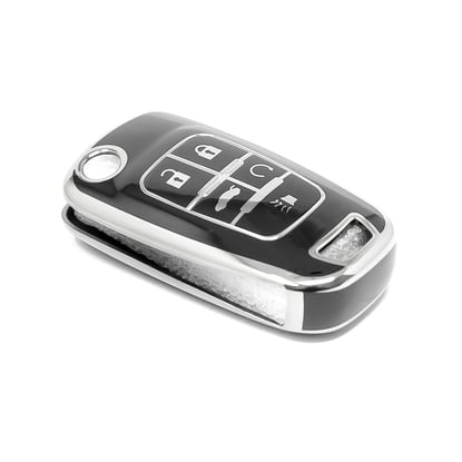 New-Aftermarket-Nano-High-Quality-Cover-For-Chevrolet-Remote-Key-5-Button-Black-Color-Silver-Frame-CRL-A11Y5---Emirates-Keys