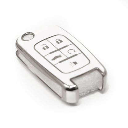 New-Aftermarket-Nano-High-Quality-Cover-For-Chevrolet-Remote-Key-5-Button-White-Color-Silver-Frame-CRL-A11Y5---Emirates-Keys