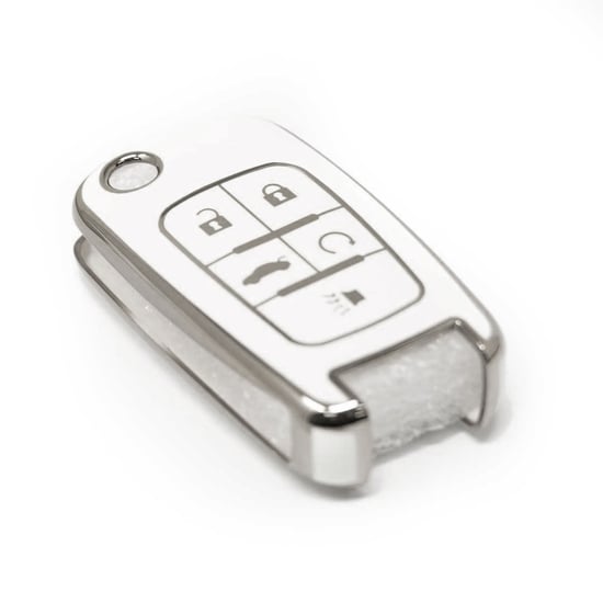 New-Aftermarket-Nano-High-Quality-Cover-For-Chevrolet-Remote-Key-5-Button-White-Color-Silver-Frame-CRL-A11Y5---Emirates-Keys