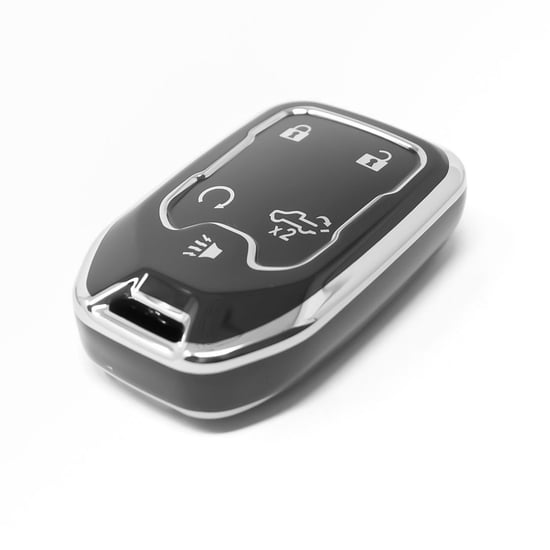 New-Aftermarket-Nano-High-Quality-Cover-For-GMC-Remote-Key-5-Button-Black-Color-Silver-Frame-GMC-A11Y5A---Emirates-Keys