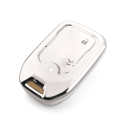 New-Aftermarket-Nano-High-Quality-Cover-For-GMC-Remote-Key-5-Button-White-Color-Silver-Frame-GMC-A11Y5B---Emirates-Keys