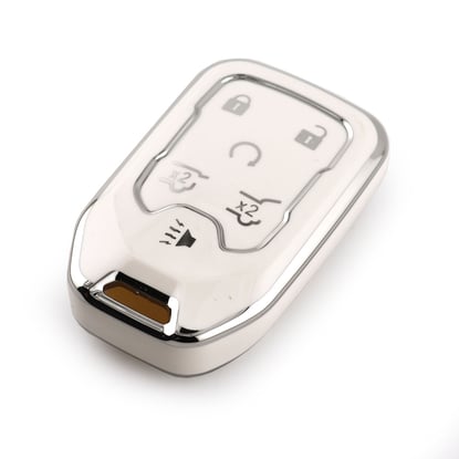 New-Aftermarket-Nano-High-Quality-Cover-For-GMC-Remote-Key-6-Button-White-Color-Silver-Frame-GMC-A11Y6---Emirates-Keys