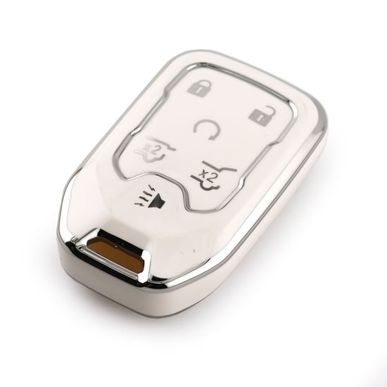 New-Aftermarket-Nano-High-Quality-Cover-For-GMC-Remote-Key-6-Button-White-Color-Silver-Frame-GMC-A11Y6---Emirates-Keys