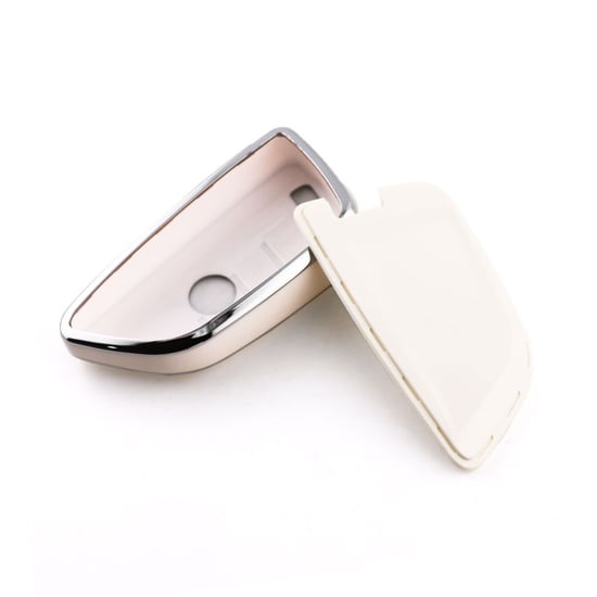 New-Aftermarket-Nano-High-Quality-Cover-For-BMW-Remote-Key-4-Button-White-Color-Silver-Frame-BMW-B11Y4---Emirates-Keys