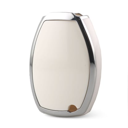 New-Aftermarket-Nano-High-Quality-Cover-For-Mercedes-Remote-Key-2-Button-White-Color-Silver-Frame-Benz-A11Y2---Emirates-Keys