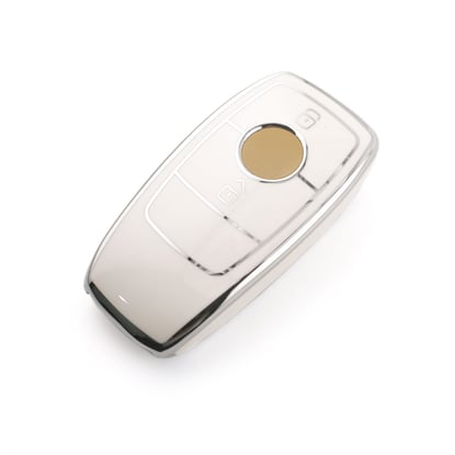 New-Aftermarket-Nano-High-Quality-Cover-For-Mercedes-Remote-Key-2-Button-White-Color-Silver-Frame-Benz-B11Y2---Emirates-Keys