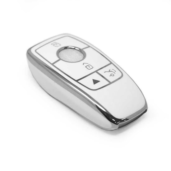 New-Aftermarket-Nano-High-Quality-Cover-For-Mercedes-Remote-Key-4-Button-White-Color-Silver-Frame-Benz-B11Y4---Emirates-Keys