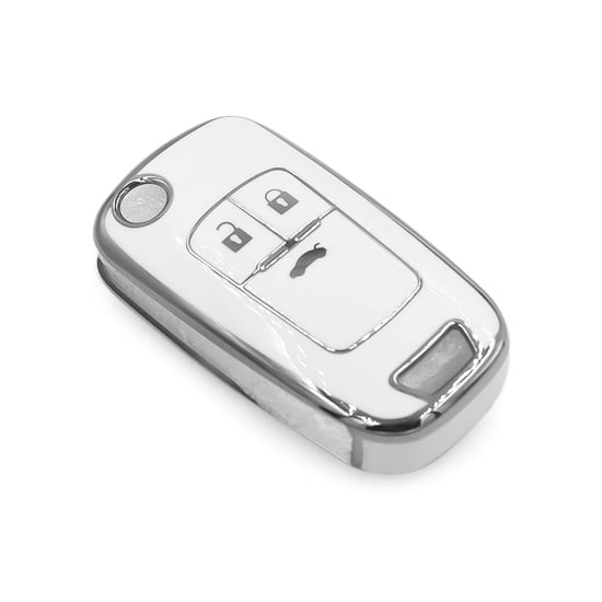 New-Aftermarket-Nano-High-Quality-Cover-For-Chevrolet-Remote-Key-3-Button-White-Color-Silver-Frame-CRL-A11Y3---Emirates-Keys
