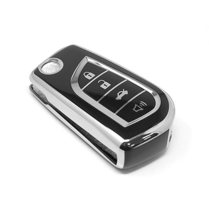 New-Aftermarket-Nano-High-Quality-Cover-For-Toyota-Remote-Key-4-Button-Black-Color-Silver-Frame-TYT-C11Y4---Emirates-Keys