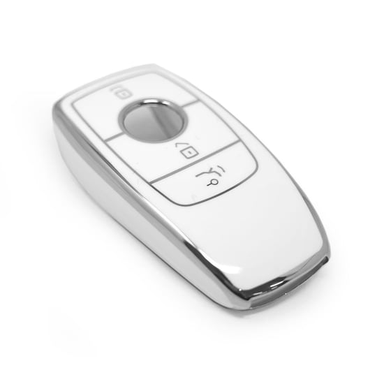 New-Aftermarket-Nano-High-Quality-Cover-For-Mercedes-Remote-Key-3-Button-White-Color-Silver-Frame-Benz-B11Y3---Emirates-Keys