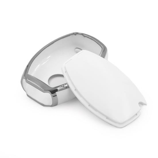 New-Aftermarket-Nano-High-Quality-Cover-For-Mercedes-Remote-Key-3-Button-White-Color-Silver-Frame-Benz-A11Y3---Emirates-Keys