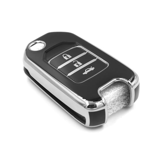New-Aftermarket-Nano-High-Quality-Cover-For-Honda-Remote-Key-3-Button-Black-Color-Silver-Frame-HD-B11Y3---Emirates-Keys
