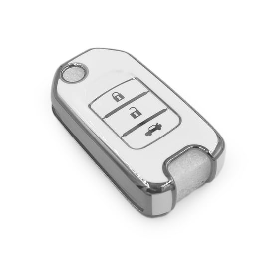 New-Aftermarket-Nano-High-Quality-Cover-For-Honda-Remote-Key-3-Button-White-Color-Silver-Frame-HD-B11Y3---Emirates-Keys