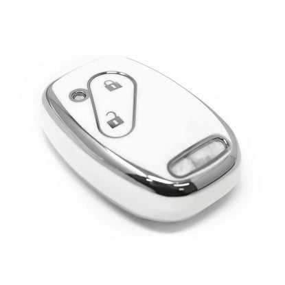 New-Aftermarket-Nano-High-Quality-Cover-For-Honda-Remote-Key-2-Button-White-Color-Silver-Frame-HD-J11Y2---Emirates-Keys