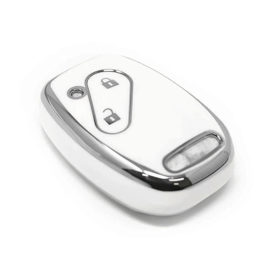 New-Aftermarket-Nano-High-Quality-Cover-For-Honda-Remote-Key-2-Button-White-Color-Silver-Frame-HD-J11Y2---Emirates-Keys