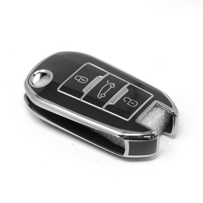 New-Aftermarket-Nano-High-Quality-Cover-For-Peugeot-Remote-Key-3-Button-Black-Color-Silver-Frame-PG-C11Y---Emirates-Keys