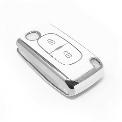 New-Aftermarket-Nano-High-Quality-Cover-For-Peugeot-Remote-Key-2-Button-White-Color-Silver-Frame-PG-D11Y2---Emirates-Keys