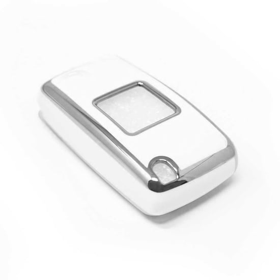 New-Aftermarket-Nano-High-Quality-Cover-For-Peugeot-Remote-Key-2-Button-White-Color-Silver-Frame-PG-D11Y2---Emirates-Keys