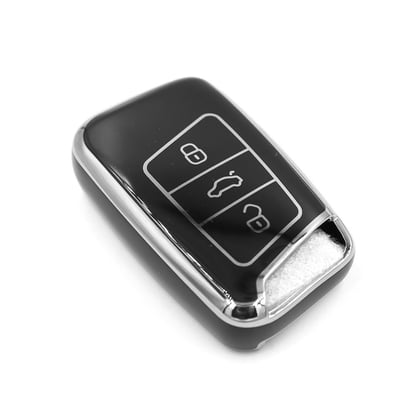 New-Aftermarket-Nano-High-Quality-Cover-For-Volkswagen-Remote-Key-3-Button-Black-Color-Silver-Frame-VW-D11Y3---Emirates-Keys