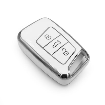 New-Aftermarket-Nano-High-Quality-Cover-For-Volkswagen-Remote-Key-3-Button-White-Color-Silver-Frame-VW-D11Y3---Emirates-Keys