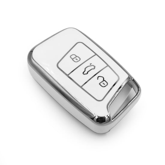 New-Aftermarket-Nano-High-Quality-Cover-For-Volkswagen-Remote-Key-3-Button-White-Color-Silver-Frame-VW-D11Y3---Emirates-Keys