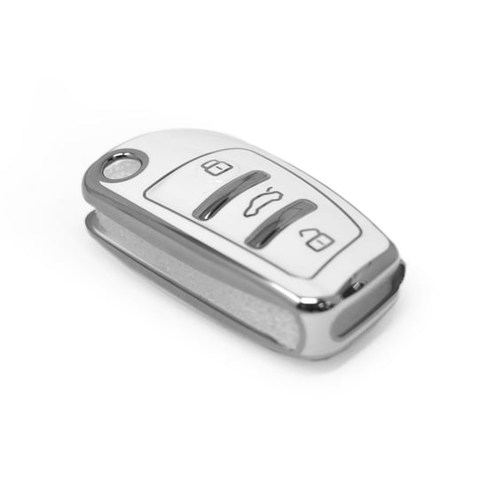 New-Aftermarket-Nano-High-Quality-Cover-For-Audi-Remote-Key-3-Button-White-Color-Silver-Frame-Audi-C11Y---Emirates-Keys