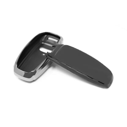 New-Aftermarket-Nano-High-Quality-Cover-For-Audi-Remote-Key-3-Button-Black-Color-Silver-Frame-Audi-D11Y---Emirates-Keys