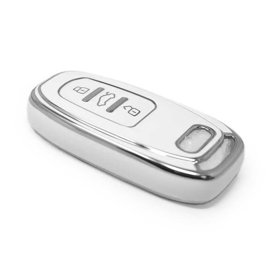 New-Aftermarket-Nano-High-Quality-Cover-For-Audi-Remote-Key-3-Button-White-Color-Silver-Frame-Audi-D11Y---Emirates-Keys