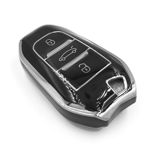 New-Aftermarket-Nano-High-Quality-Cover-For-Peugeot-Remote-Key-3-Button-Black-Color-Silver-Frame-PG-A11Y---Emirates-Keys