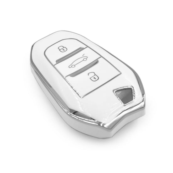 New-Aftermarket-Nano-High-Quality-Cover-For-Peugeot-Remote-Key-3-Button-White-Color-Silver-Frame-PG-A11Y---Emirates-Keys