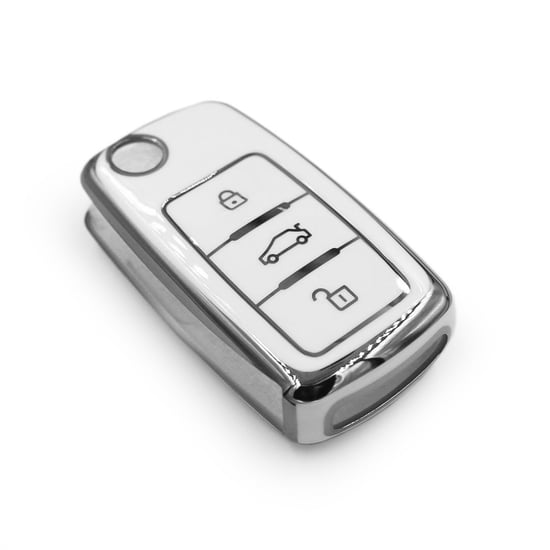 New-Aftermarket-Nano-High-Quality-Cover-For-VW-Remote-Key-3-Button-White-Color-Silver-Frame-VW-A11Y3---Emirates-Keys